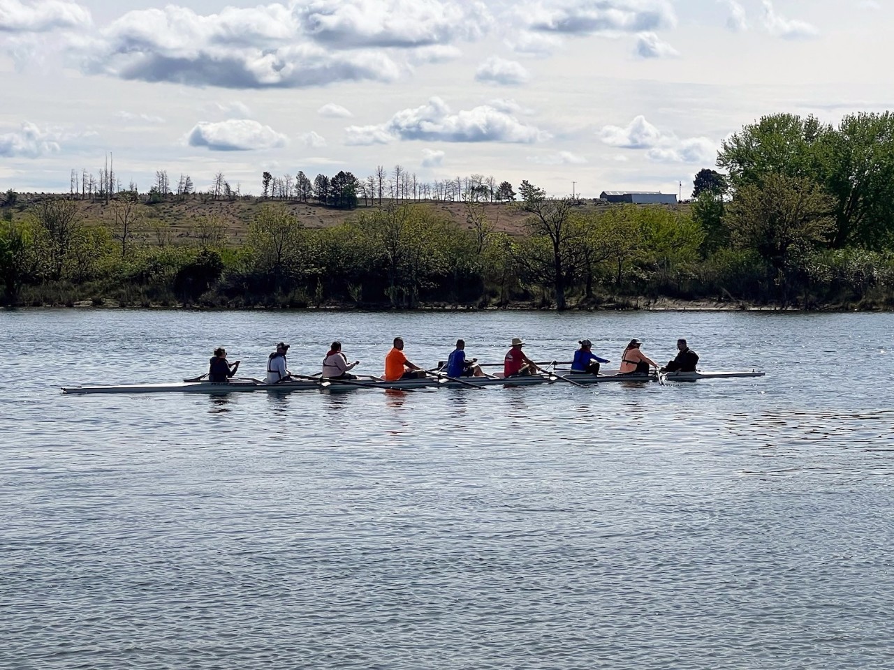The team out in the 8+!